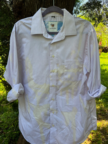 "The Crone" Long Sleeve Stripped Button Up Shirt - Size Large
